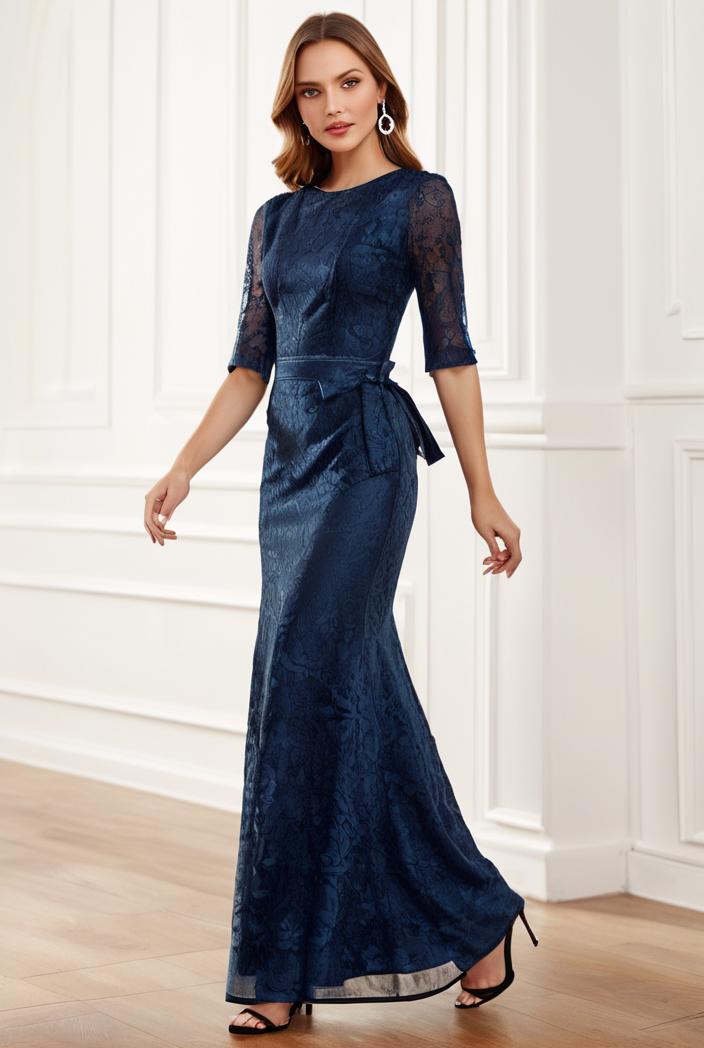 3 4 sleeve bodycon plunging back sequin evening dress 109854