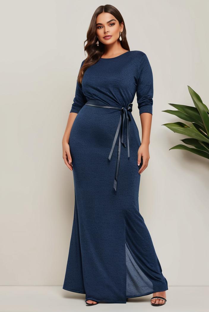 3 4 sleeve bodycon plunging back sequin evening dress 109857