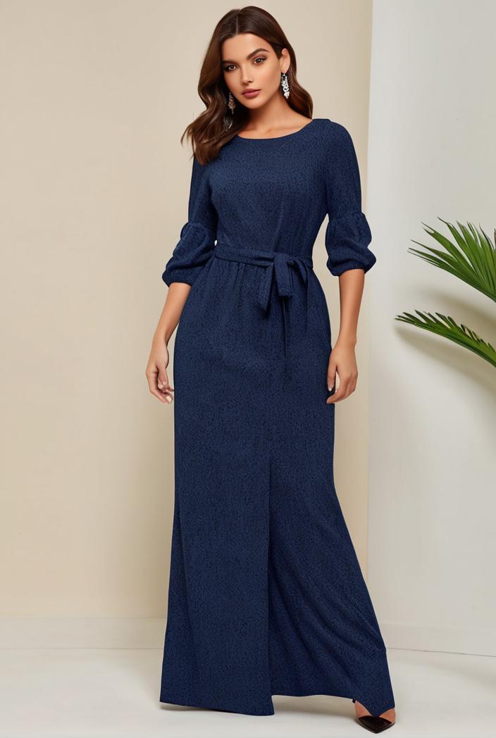 3 4 sleeve bodycon plunging back sequin evening dress 109858