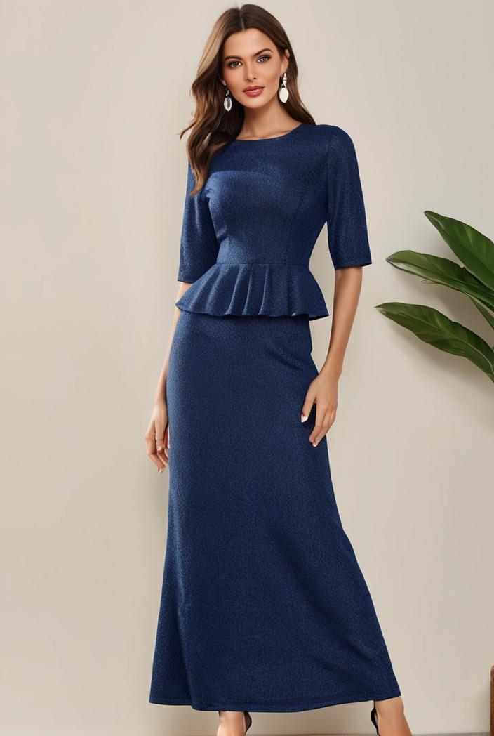 3 4 sleeve bodycon plunging back sequin evening dress 109862