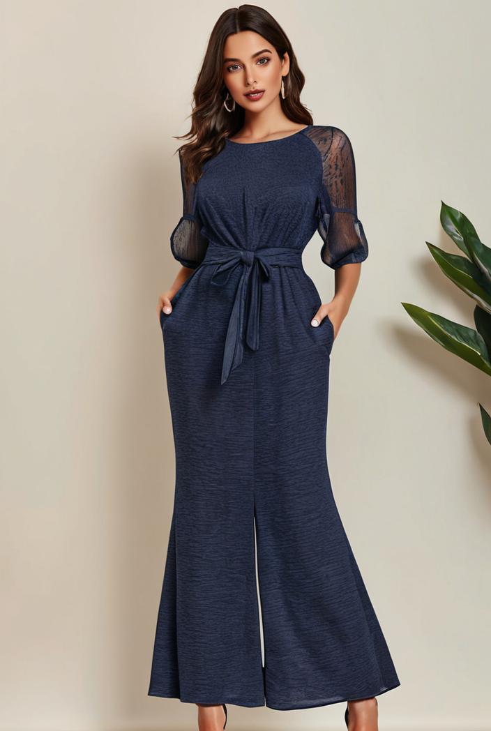 3 4 sleeve bodycon plunging back sequin evening dress 109864