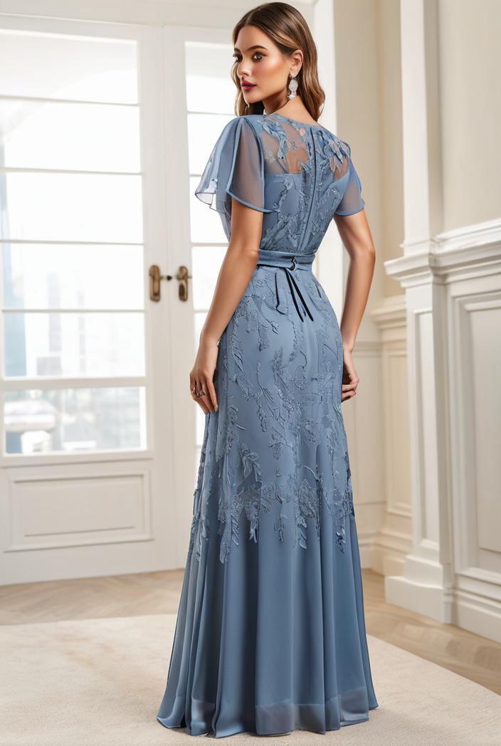 gorgeous v neck leaf sequined fishtail party dress 121668