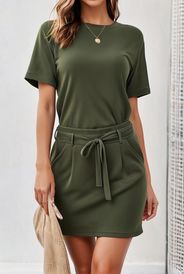 strappy solid color knit slim mini dress 105446
