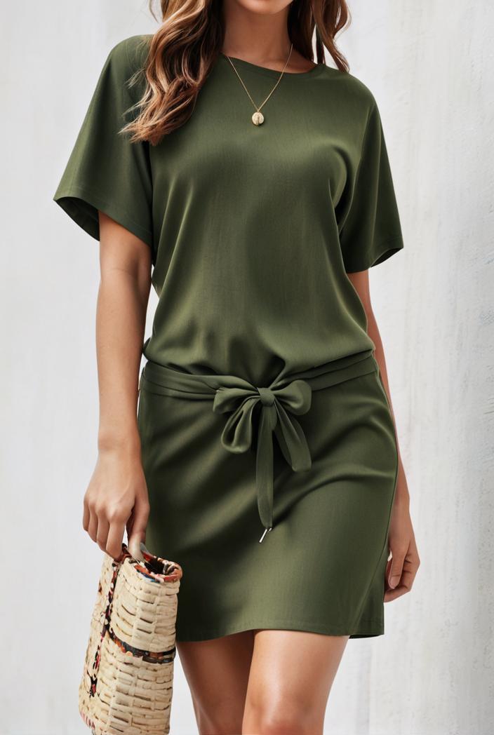strappy solid color knit slim mini dress 105454