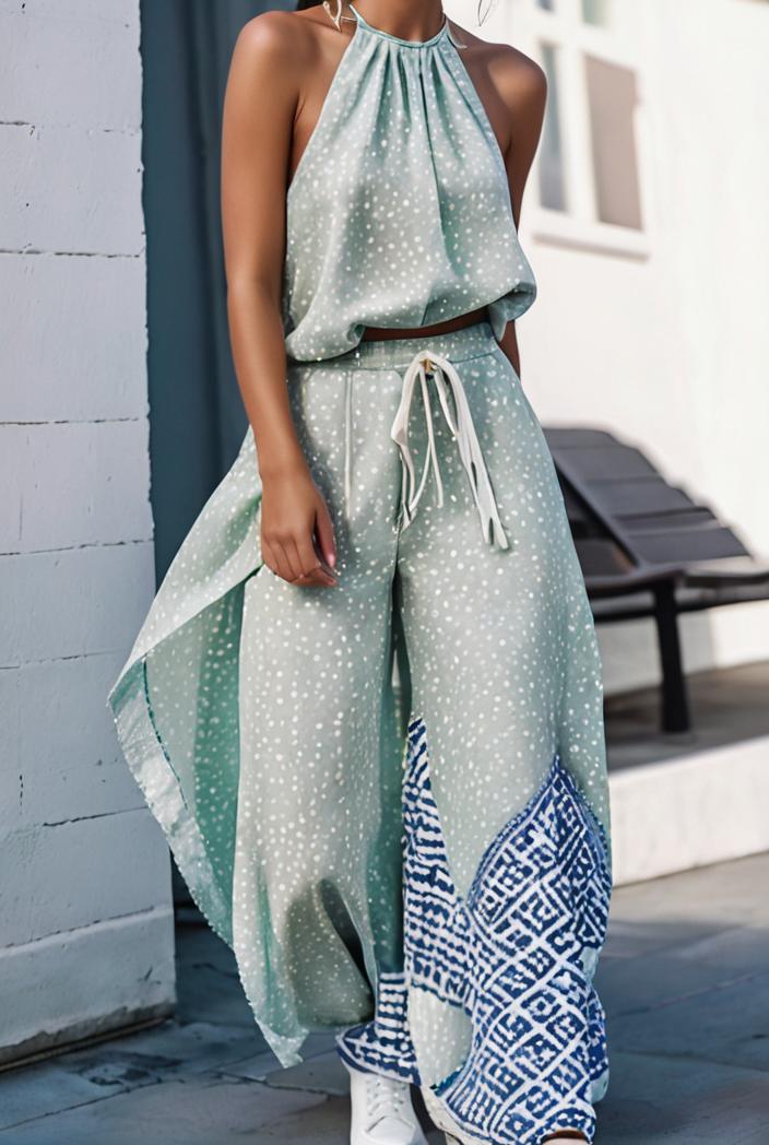 floral print halter bohemian long skirt 142056