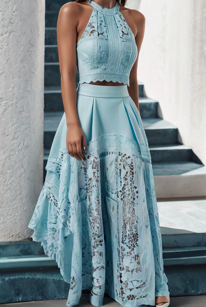 floral print halter bohemian long skirt 142058