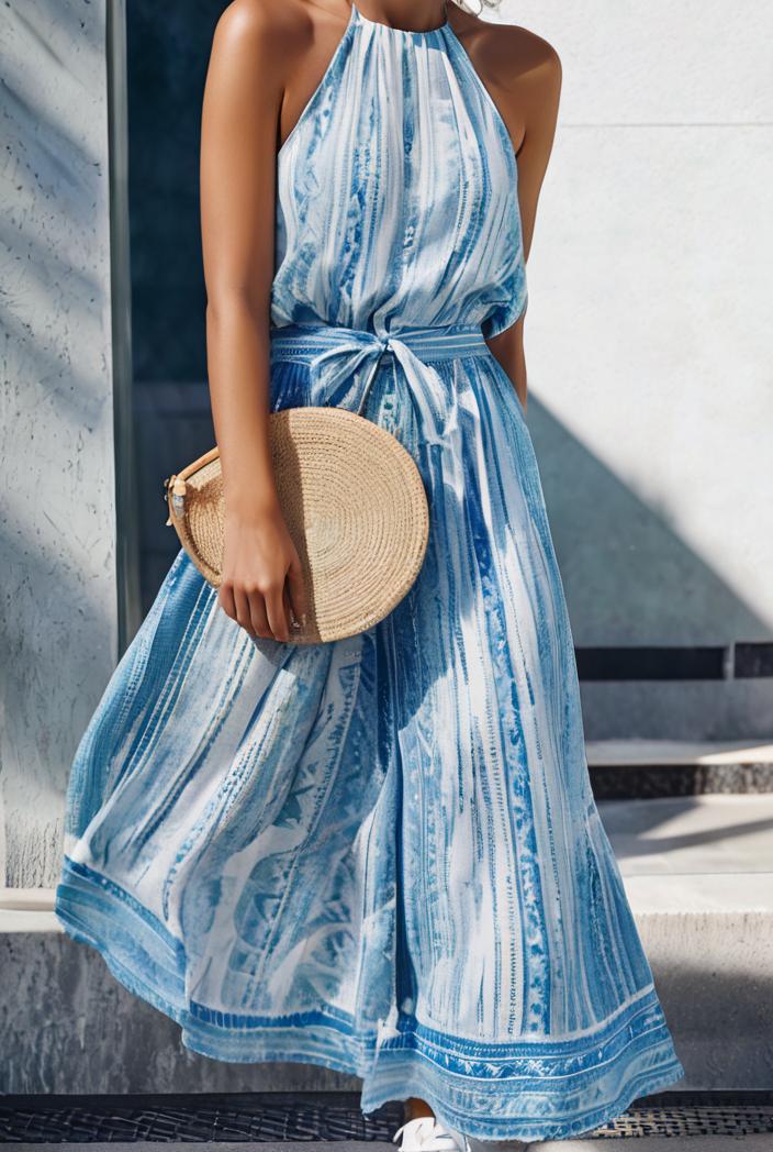 floral print halter bohemian long skirt 142069