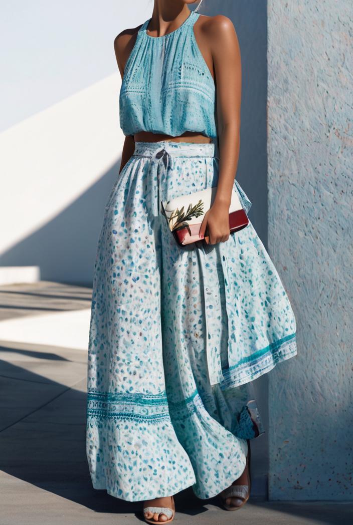 floral print halter bohemian long skirt 142071