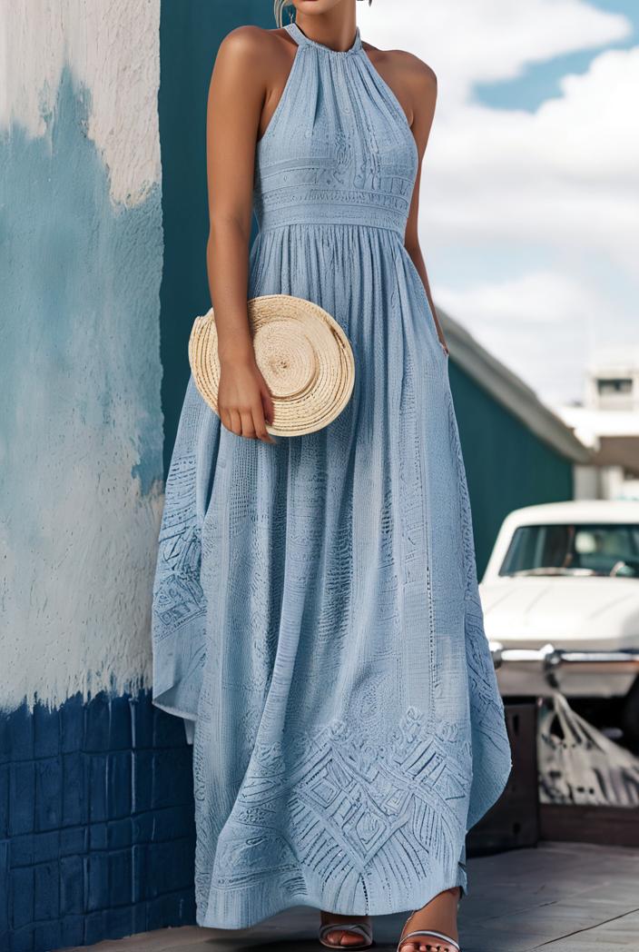 floral print halter bohemian long skirt 142079