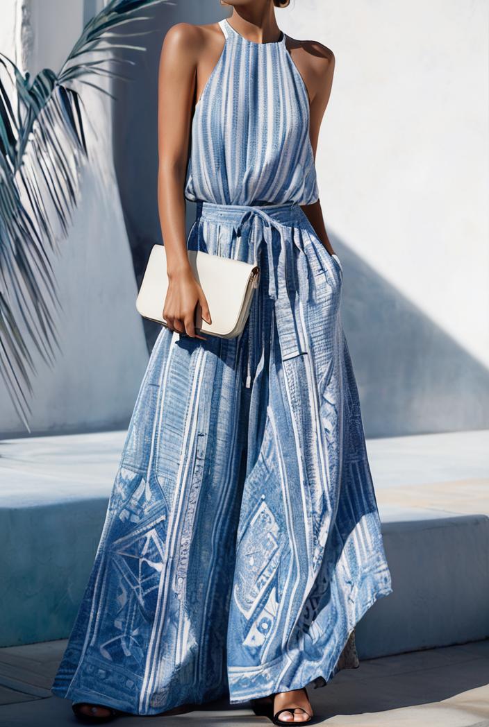 floral print halter bohemian long skirt 142084