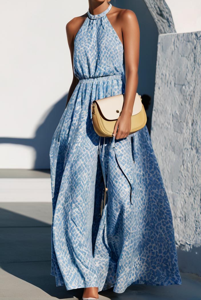 floral print halter bohemian long skirt 142085