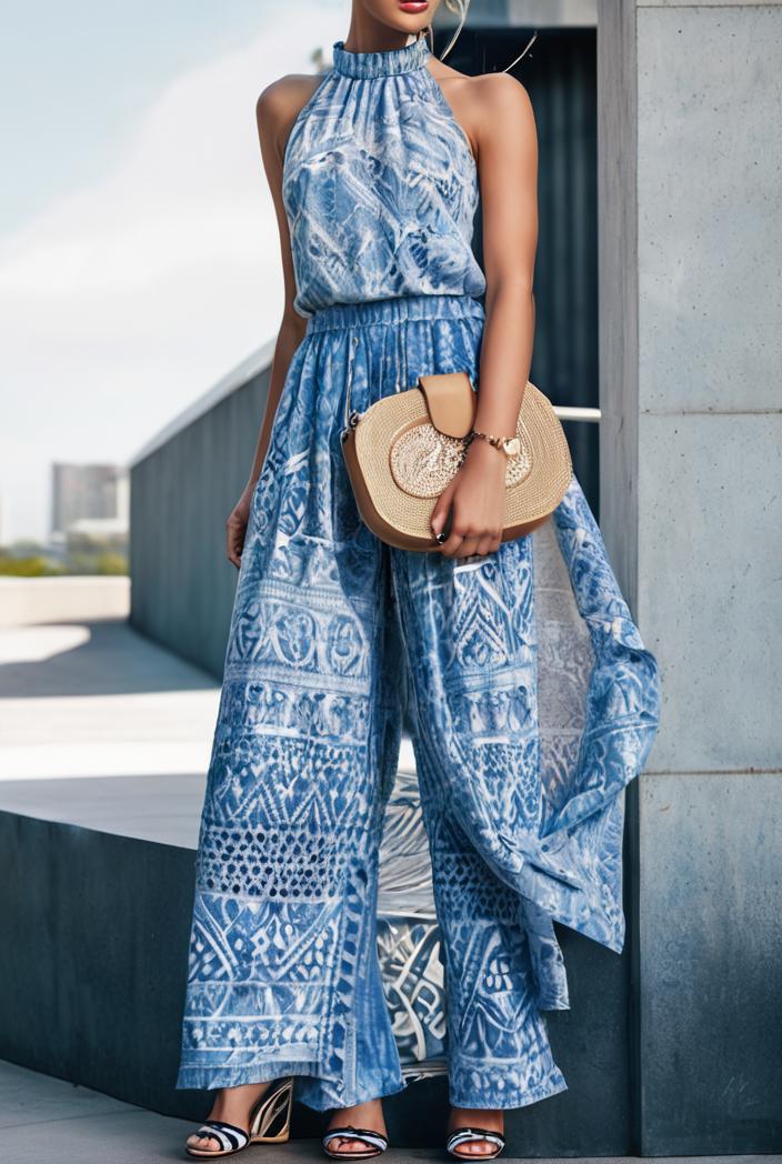 floral print halter bohemian long skirt 142093