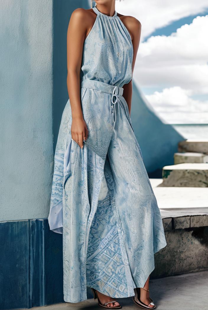 floral print halter bohemian long skirt 142097