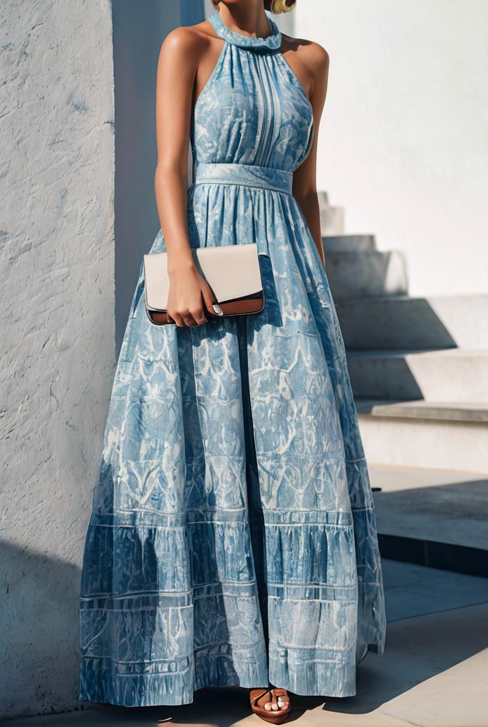 floral print halter bohemian long skirt 142098
