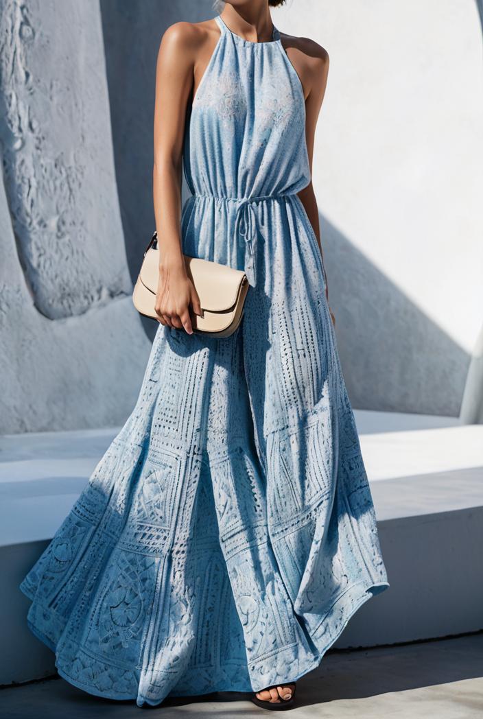 floral print halter bohemian long skirt 142100