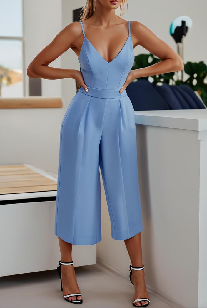 loose round neck sleeveless belted jumpsuit 149583
