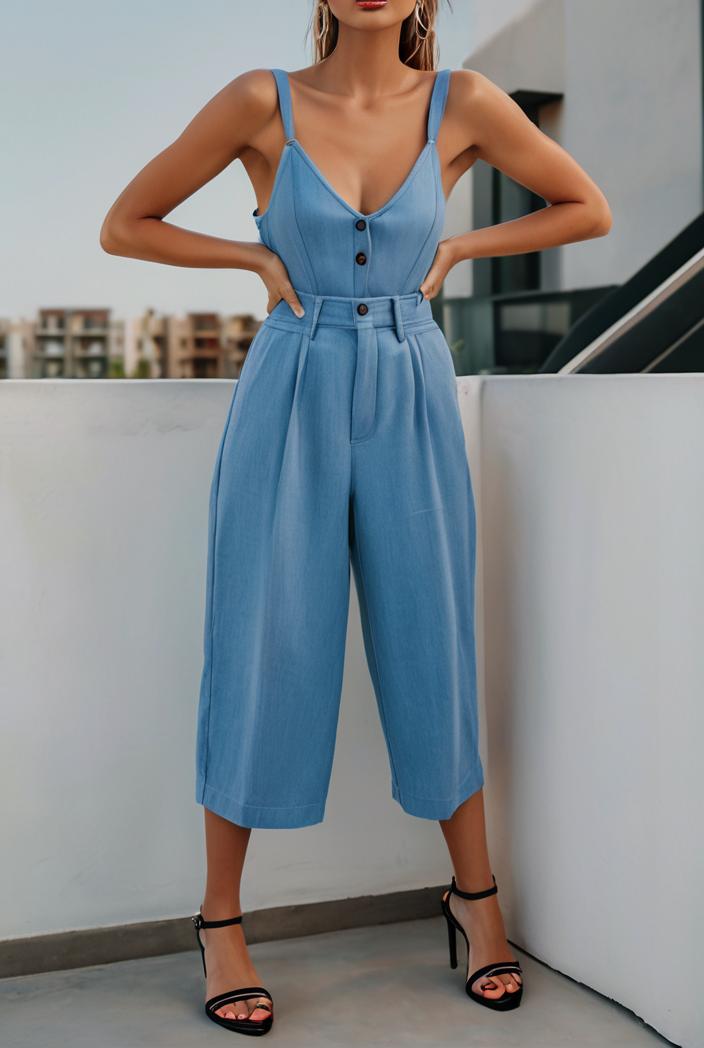 loose round neck sleeveless belted jumpsuit 149588