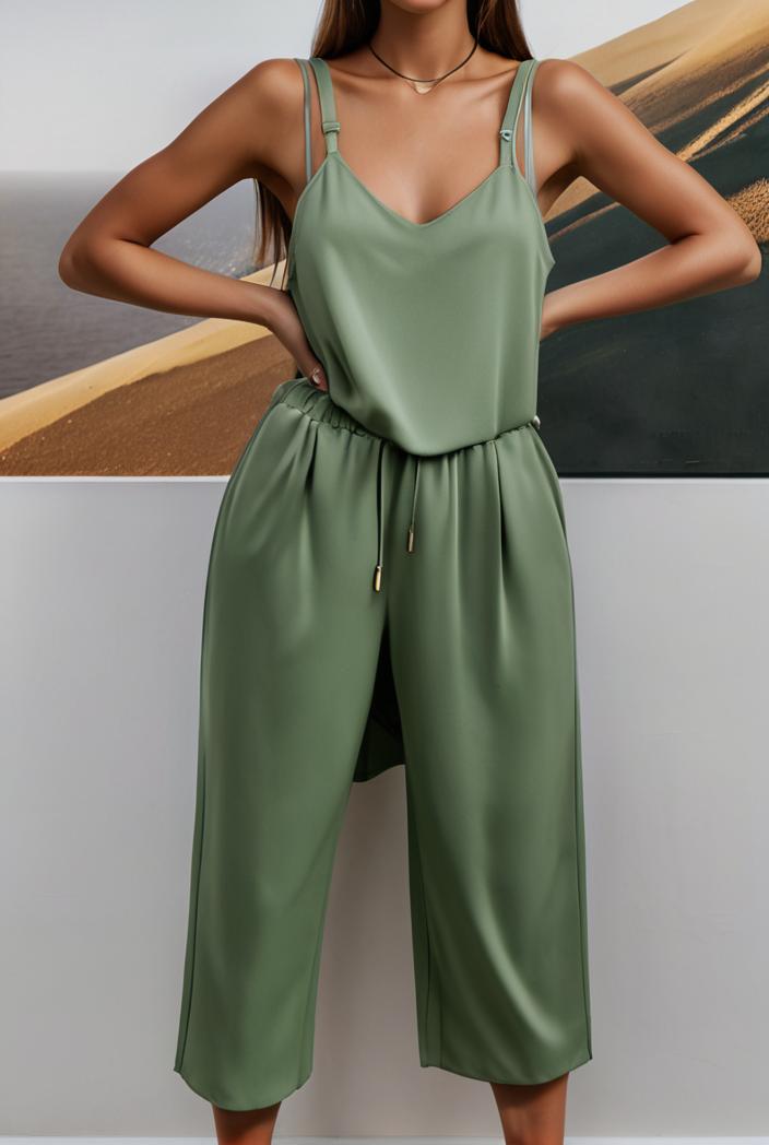 loose round neck sleeveless belted jumpsuit 149613