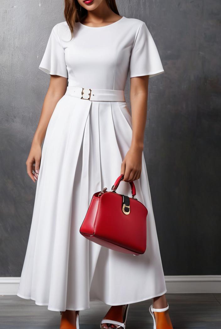 ruffled pleated short sleeve dress 116424