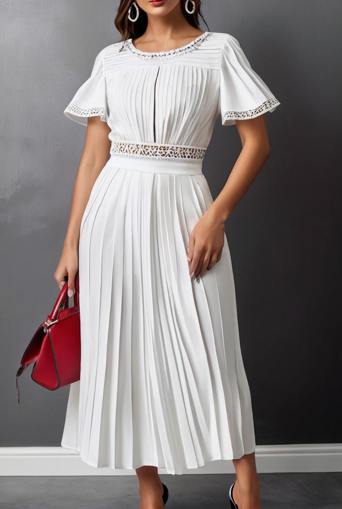 ruffled pleated short sleeve dress 116439