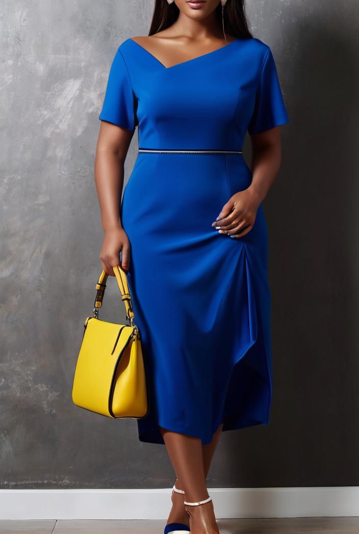 ruffled pleated short sleeve dress 116451