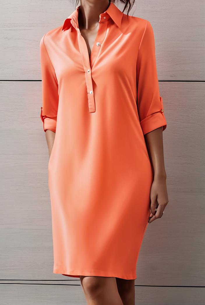 cotton linen temperament round neck long sleeve mini dress 126417