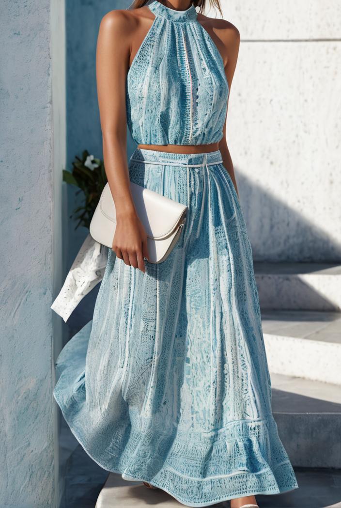 floral print halter bohemian long skirt 135648