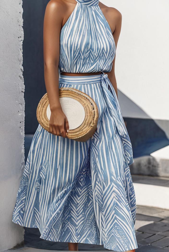 floral print halter bohemian long skirt 135651