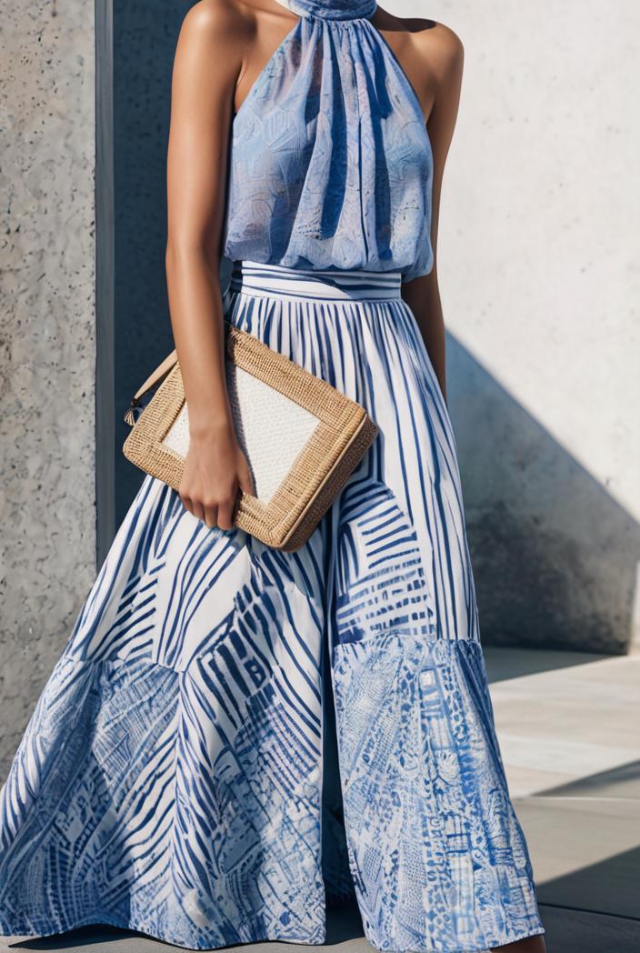 floral print halter bohemian long skirt 135655