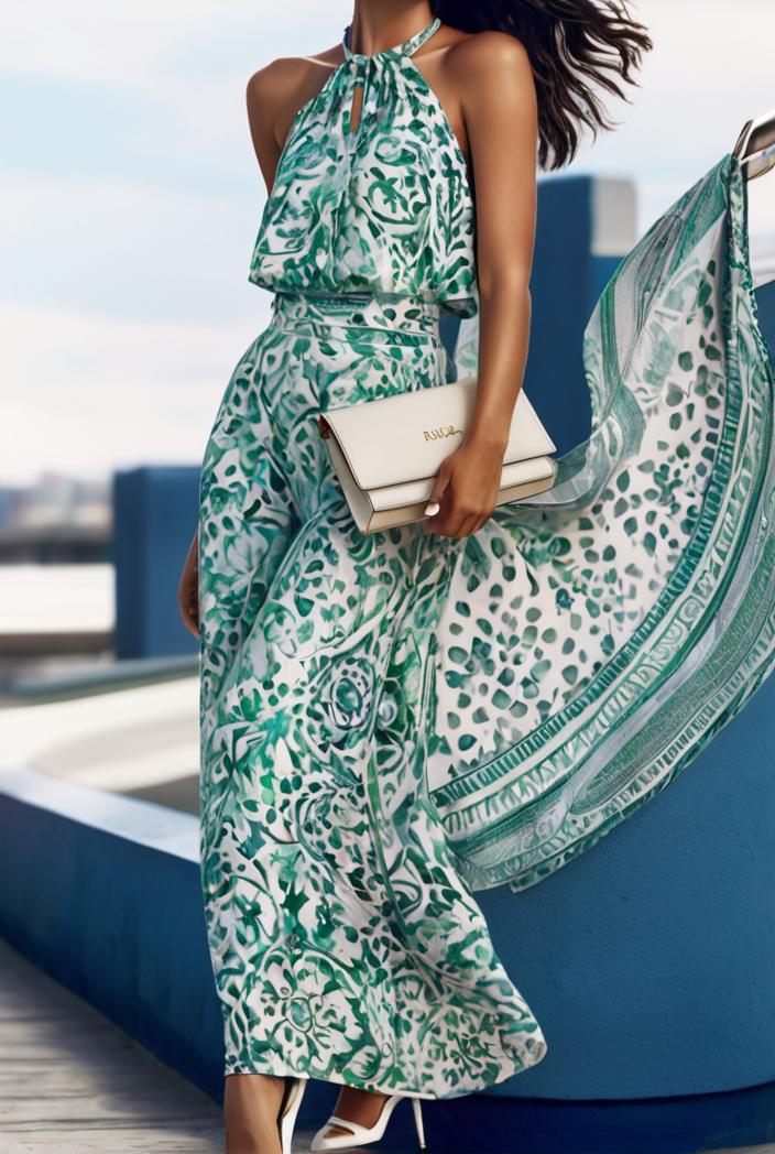 floral print halter bohemian long skirt 135659