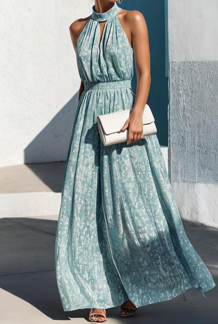 floral print halter bohemian long skirt 135657