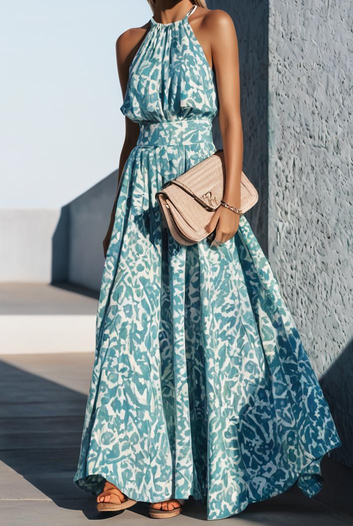 floral print halter bohemian long skirt 135660