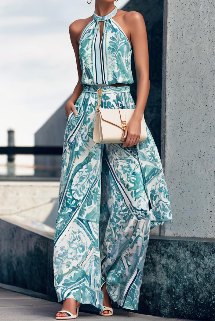 floral print halter bohemian long skirt 135662
