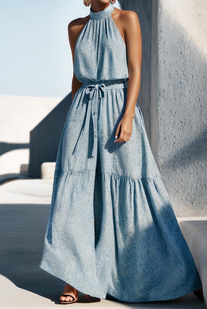 floral print halter bohemian long skirt 135664