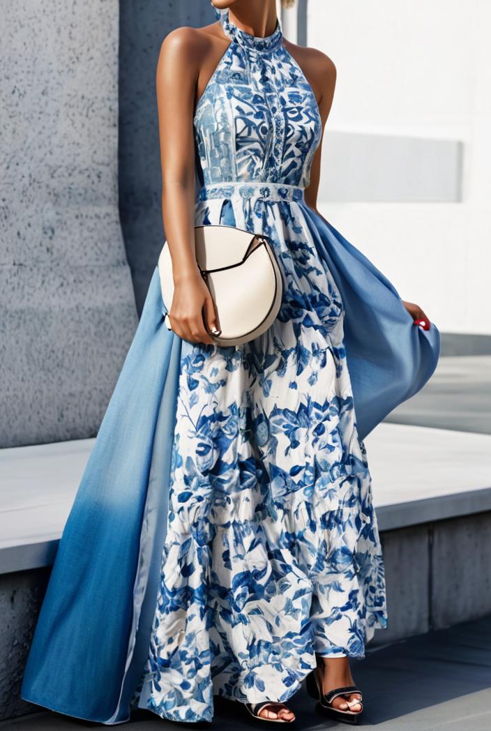 floral print halter bohemian long skirt 135667