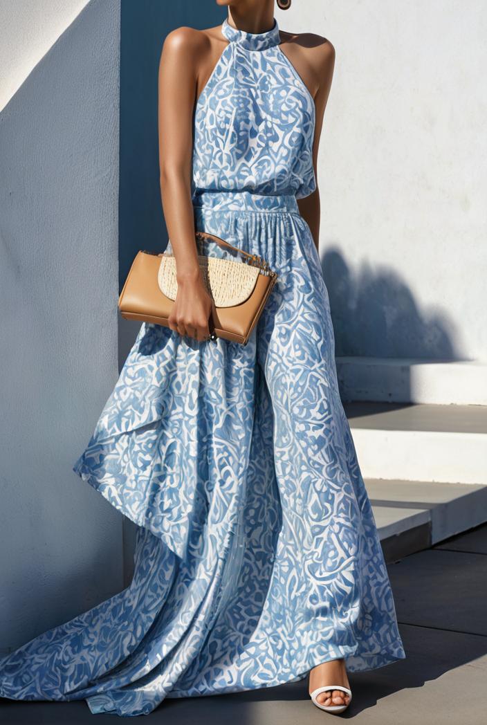 floral print halter bohemian long skirt 135668