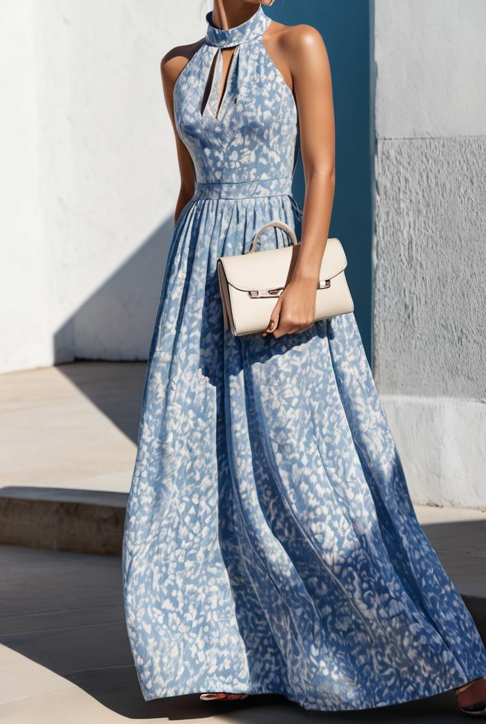 floral print halter bohemian long skirt 135675