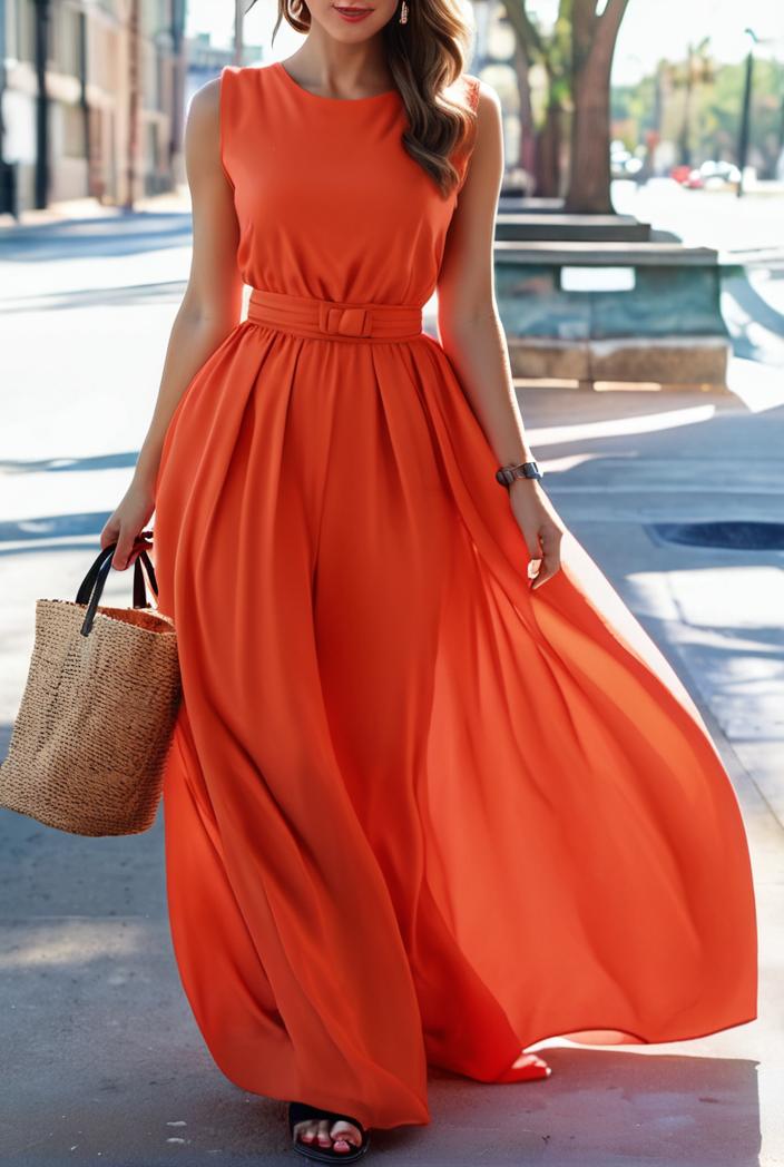 solid halter neck open back sleeveless dress 101726