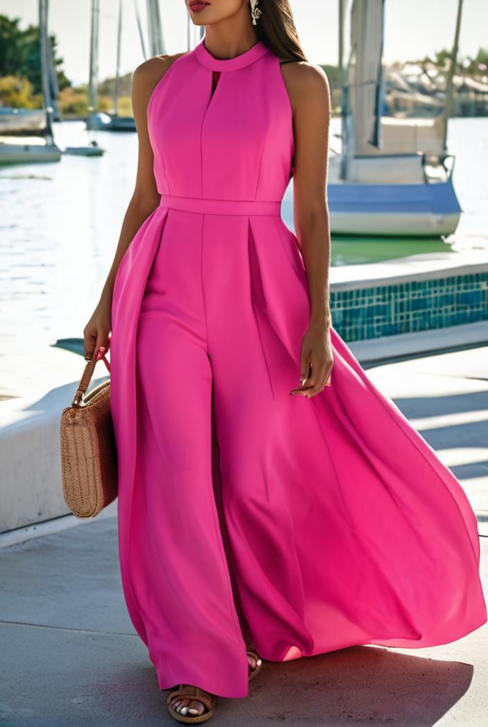 solid halter neck open back sleeveless dress 101745