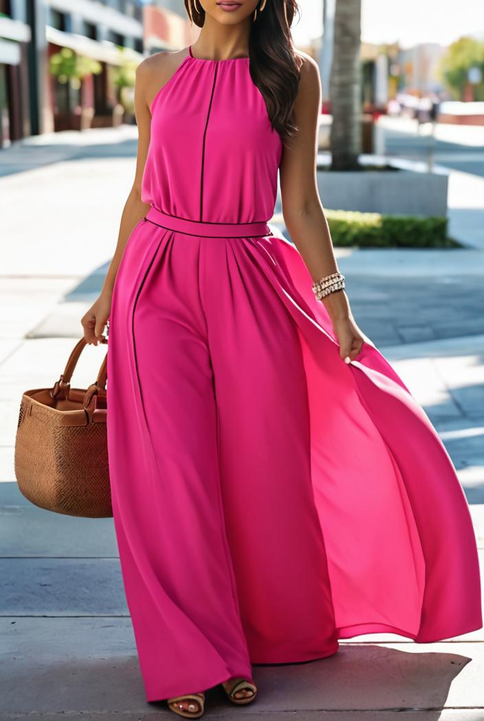solid halter neck open back sleeveless dress 101749