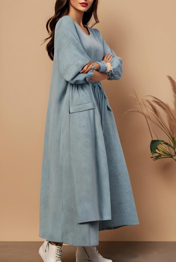 dresses loose print breathable long sleeve dress for women 127517