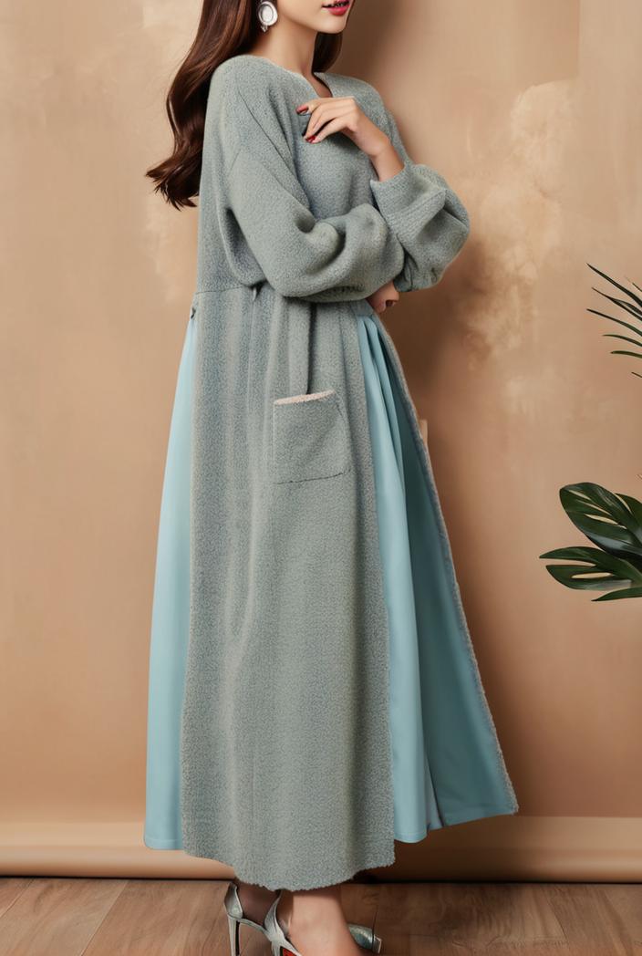 dresses loose print breathable long sleeve dress for women 127519