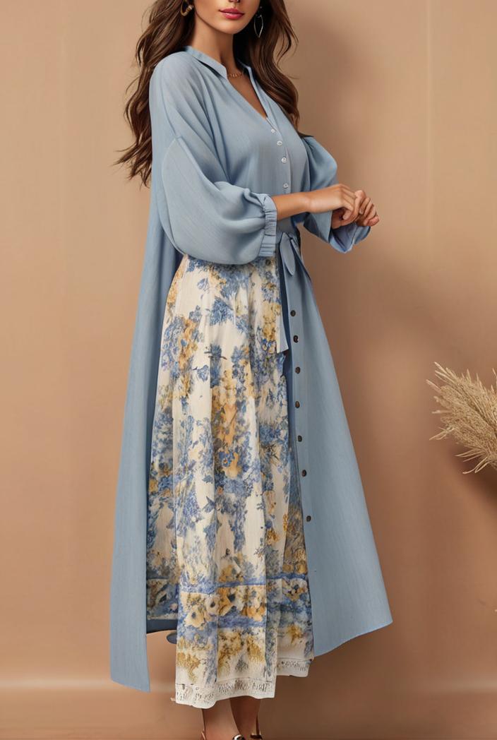 dresses loose print breathable long sleeve dress for women 127522