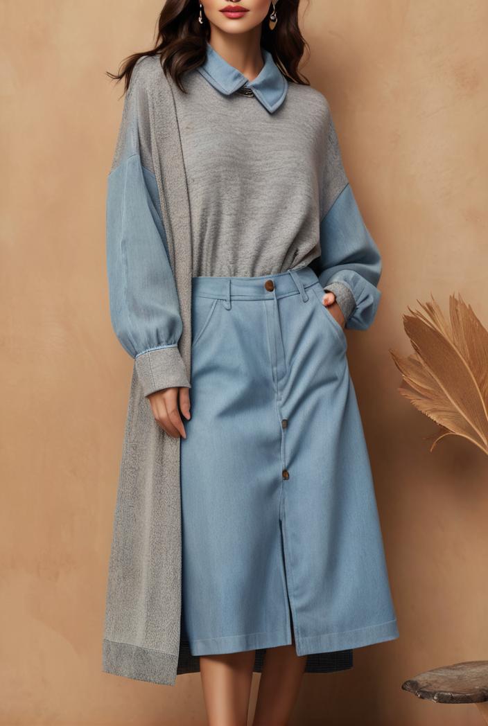 dresses loose print breathable long sleeve dress for women 127524