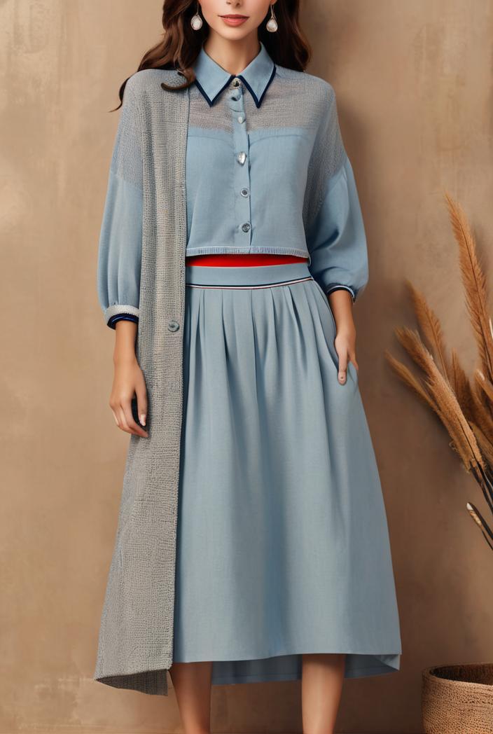 dresses loose print breathable long sleeve dress for women 127525