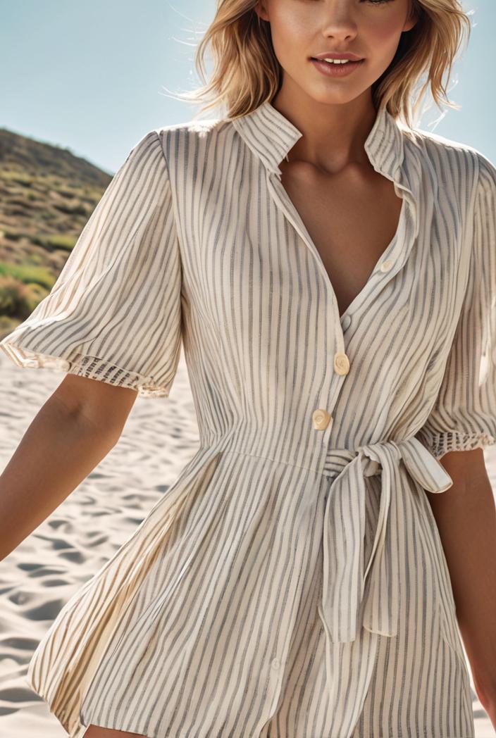 fashion striped temperament midi dress 115716