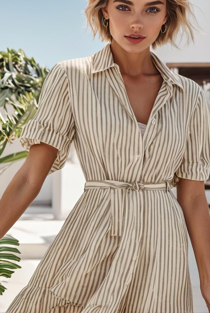 fashion striped temperament midi dress 115717
