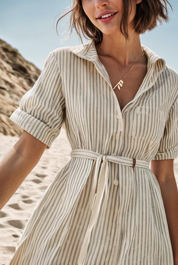 fashion striped temperament midi dress 115719