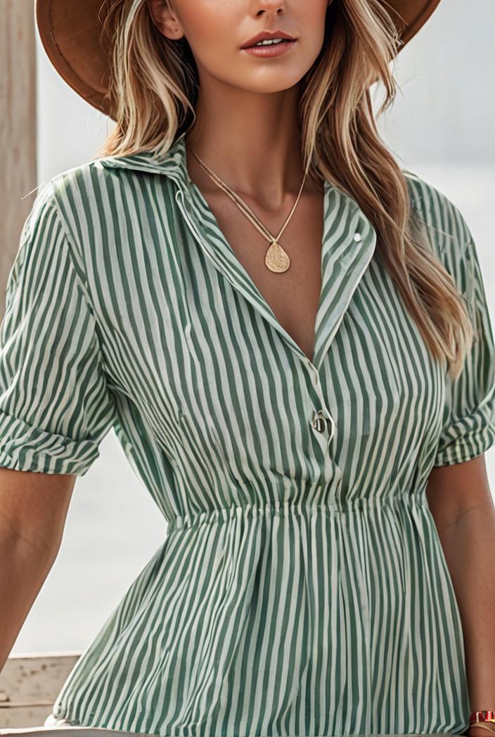 fashion striped temperament midi dress 115739