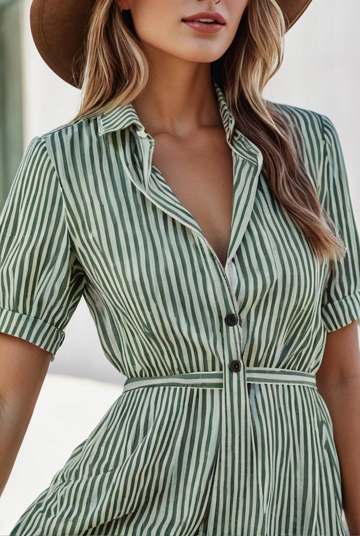 fashion striped temperament midi dress 115738